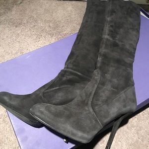 Stuart Weitzman Prez knee high black suede boots
